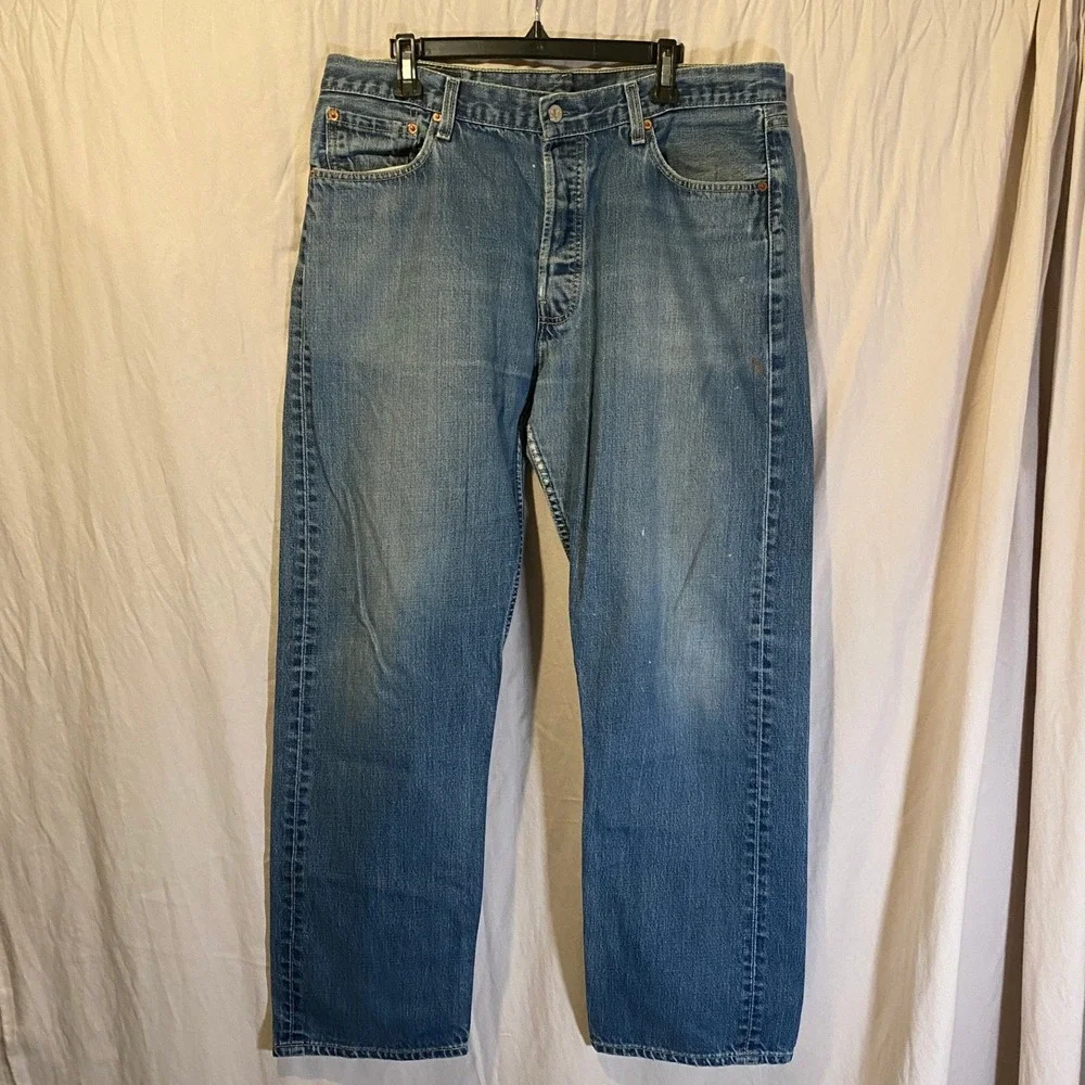 Vintage Y2K Levis 501 Mens Jeans 38x32 (36x30) Medium Wash Straight Button Fly